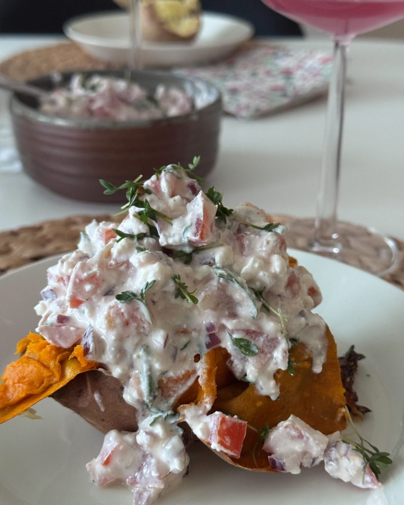 Bakad sötpotatis ala grecque