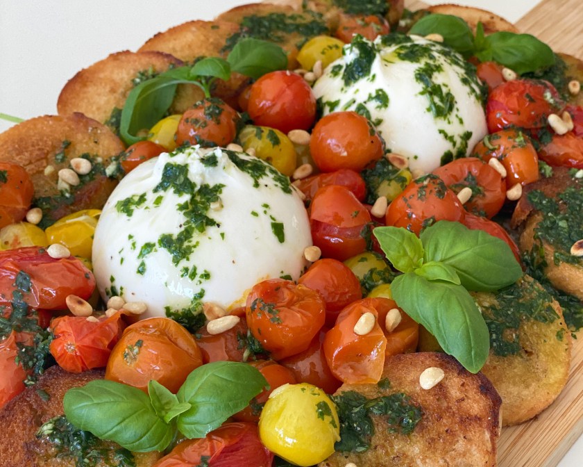 Burrata med ugnsbakade tomater