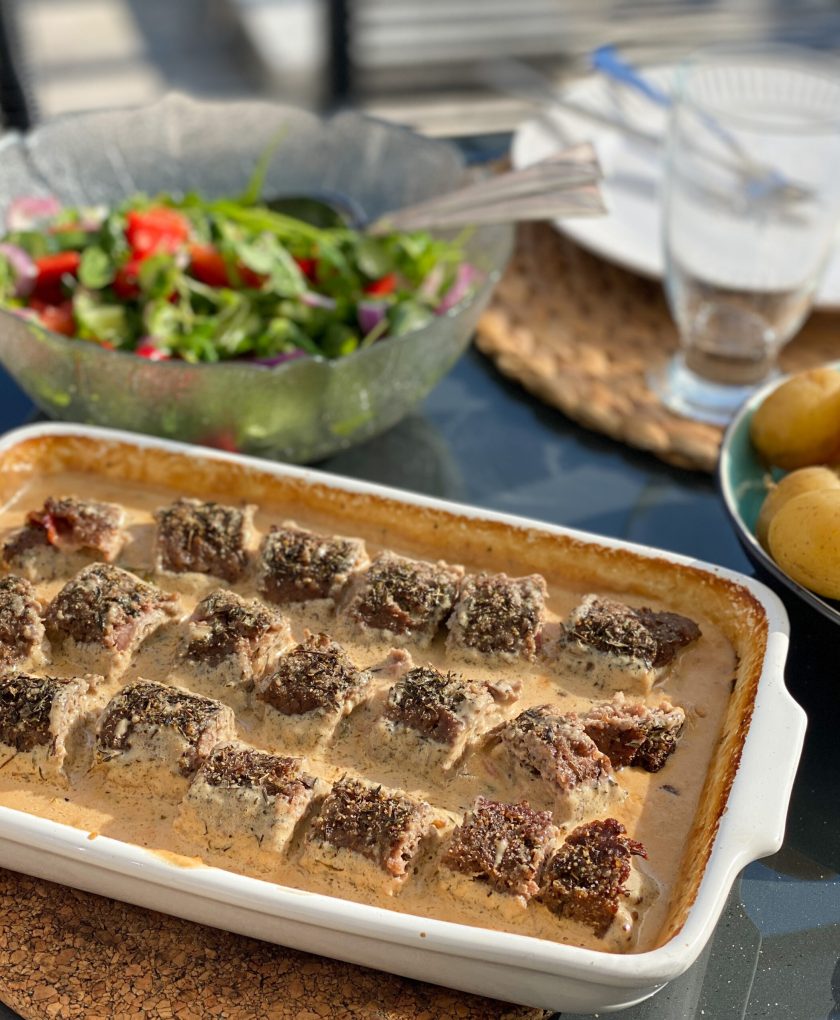 Köttfärs- och baconrullader