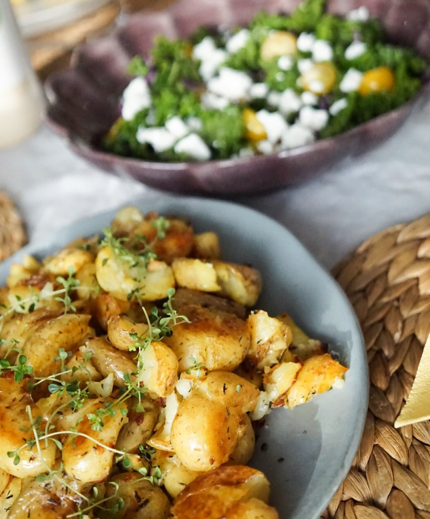 Krossad potatis och grönkålssallad