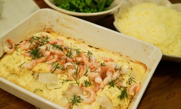 Torsk med räkor i kaviarsås